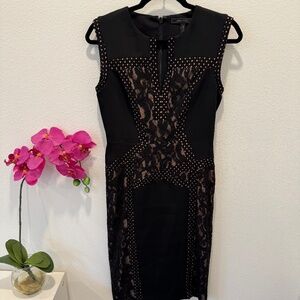 BCBGMAXAzria Women’s Dress Sleeveless Black Lace Size 4 Tall